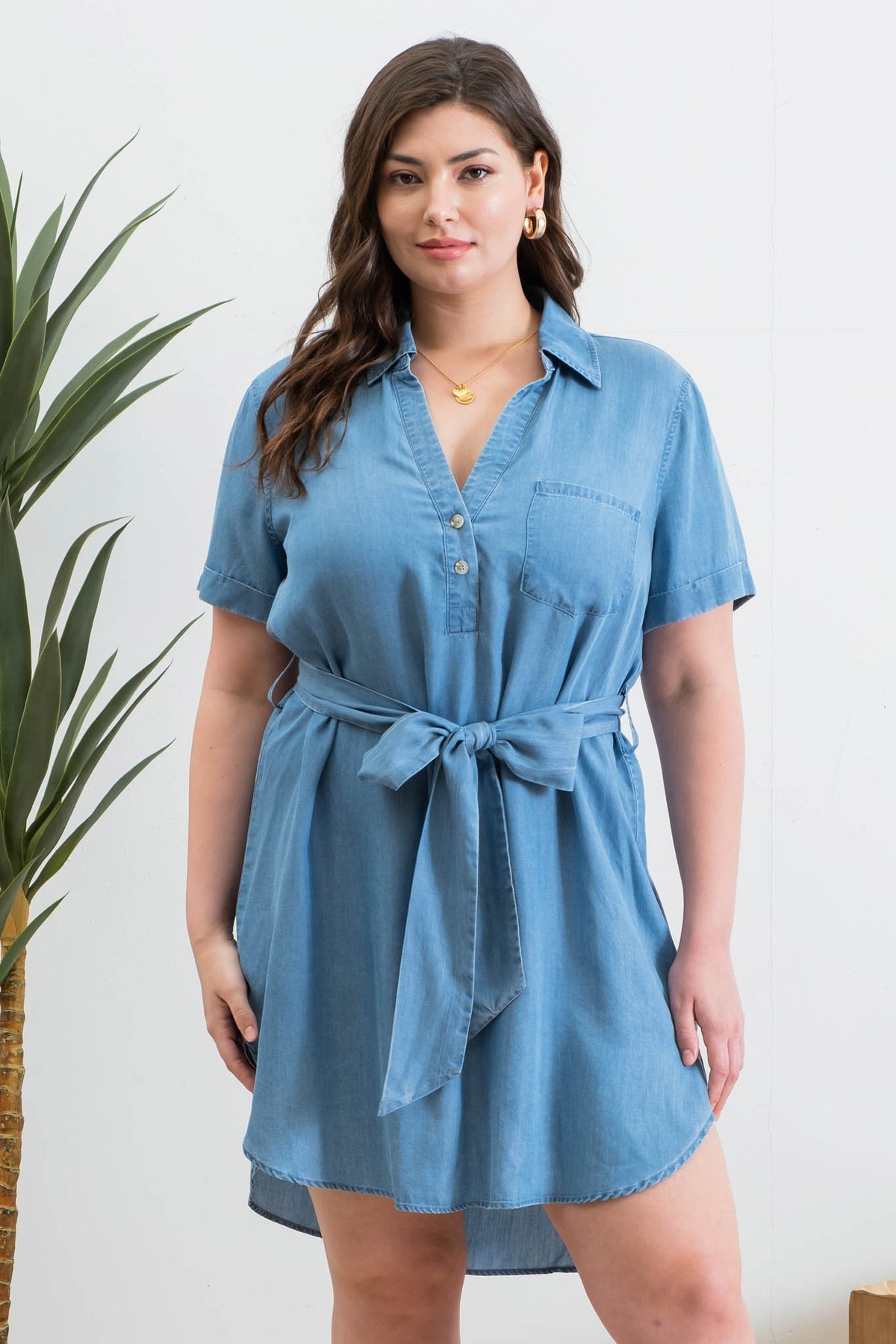 Plus Size Denim Shirt Dress