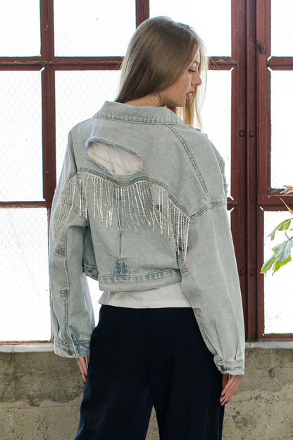 Denim Rhinestone Jacket