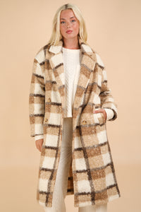 Mocha Plaid Oversized Long Coat