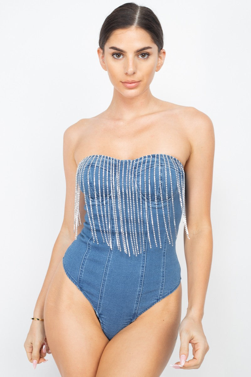 Gemstone Glam Denim Bodysuit