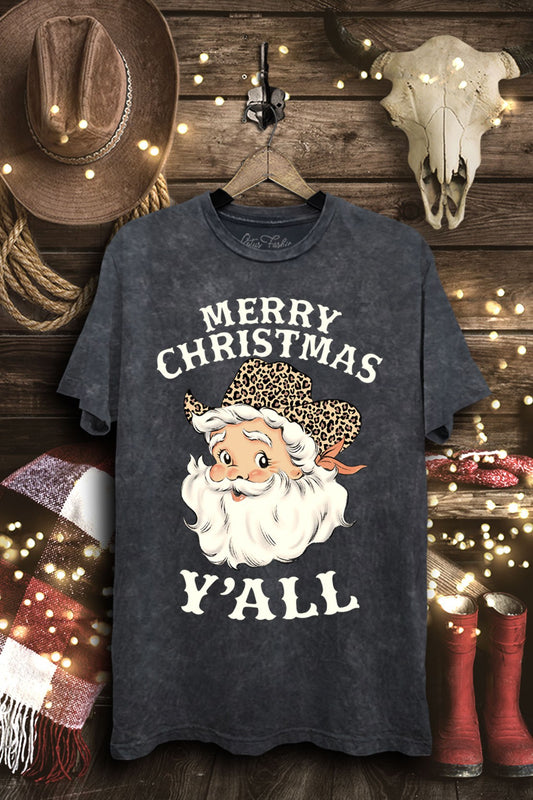 Vintage Black Merry Christmas Y'all Graphic Tee