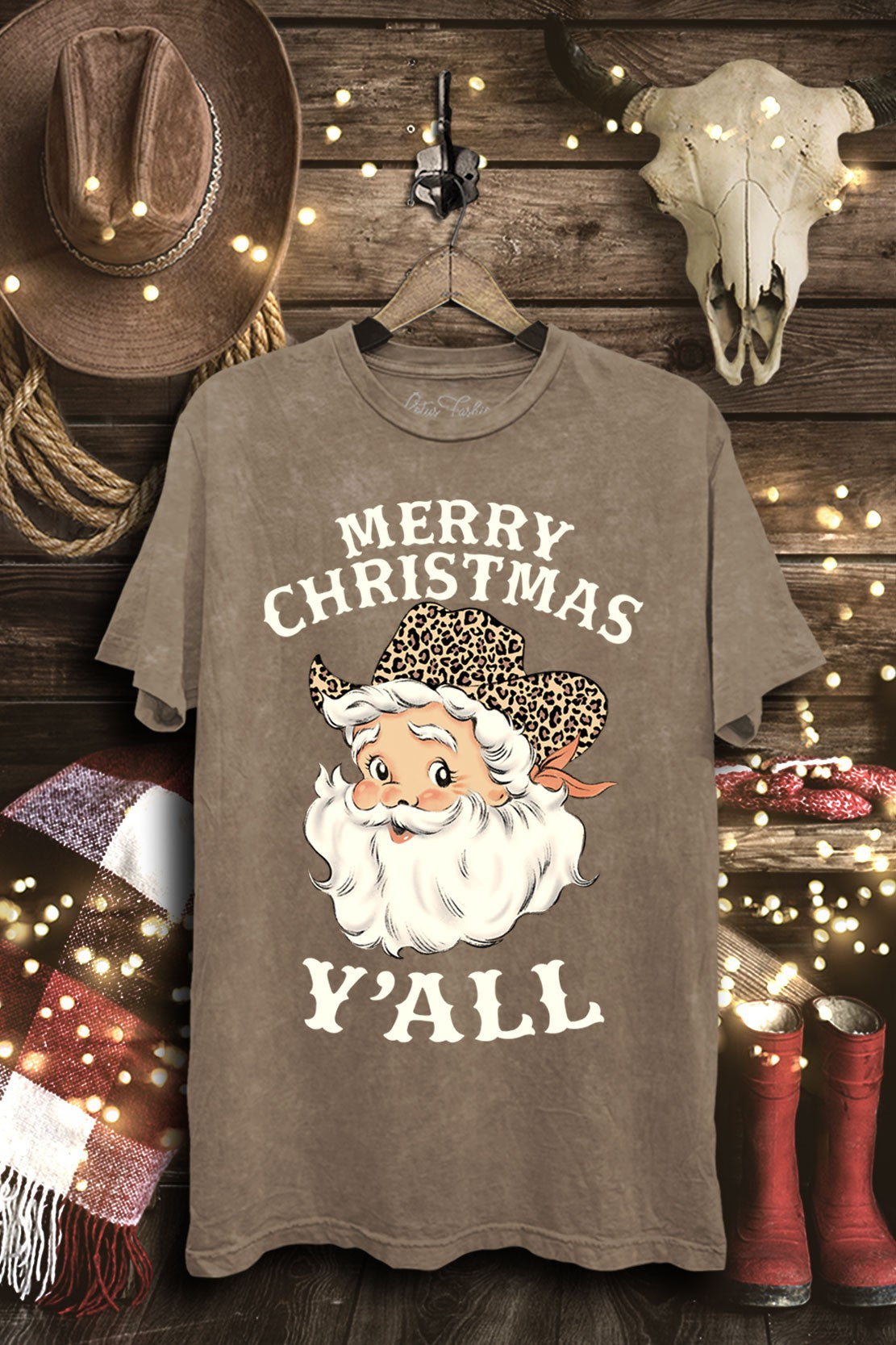 Vintage Mocha Merry Christmas Y'all Graphic Tee