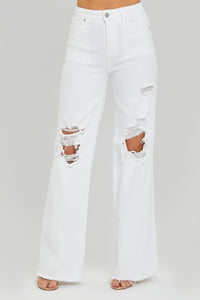 White Risen High Rise/Wide Leg Jeans