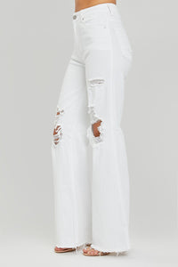 White Risen High Rise/Wide Leg Jeans