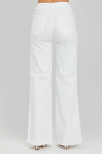 White Risen High Rise/Wide Leg Jeans