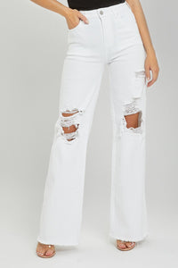 White Risen High Rise/Wide Leg Jeans