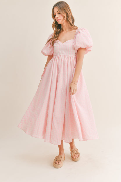 Ready For You Pink Checkered Maxi Dress