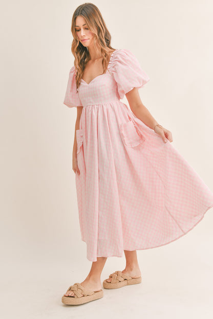 Ready For You Pink Checkered Maxi Dress