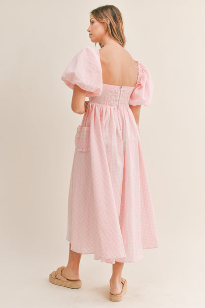 Ready For You Pink Checkered Maxi Dress