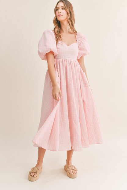 Ready For You Pink Checkered Maxi Dress