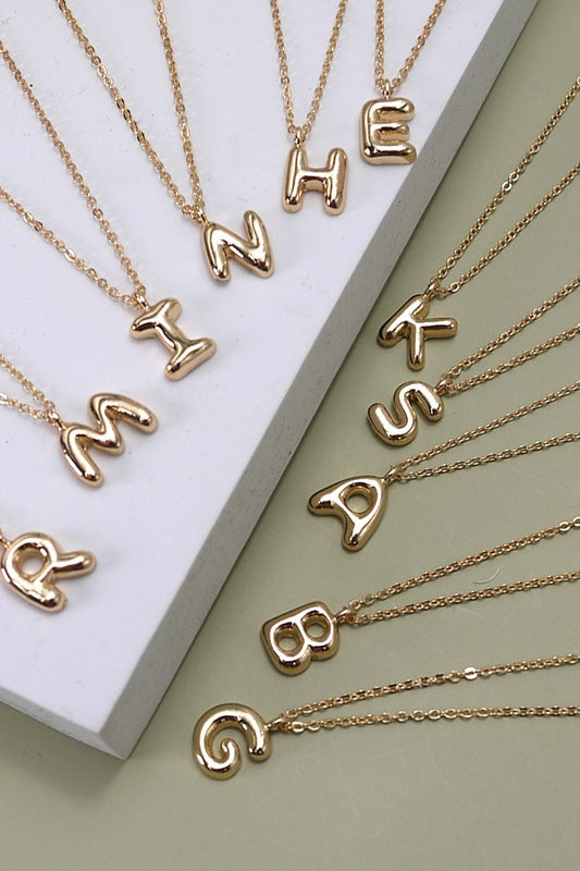 Gold Bubble Balloon Initial Necklace