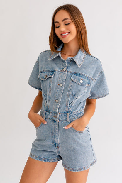 Western Showdown Denim Romper