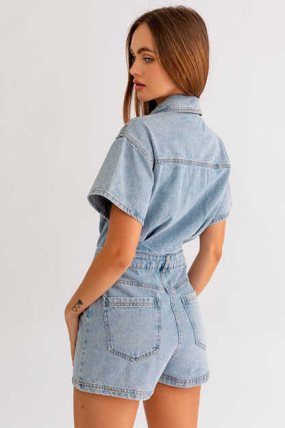 Western Showdown Denim Romper