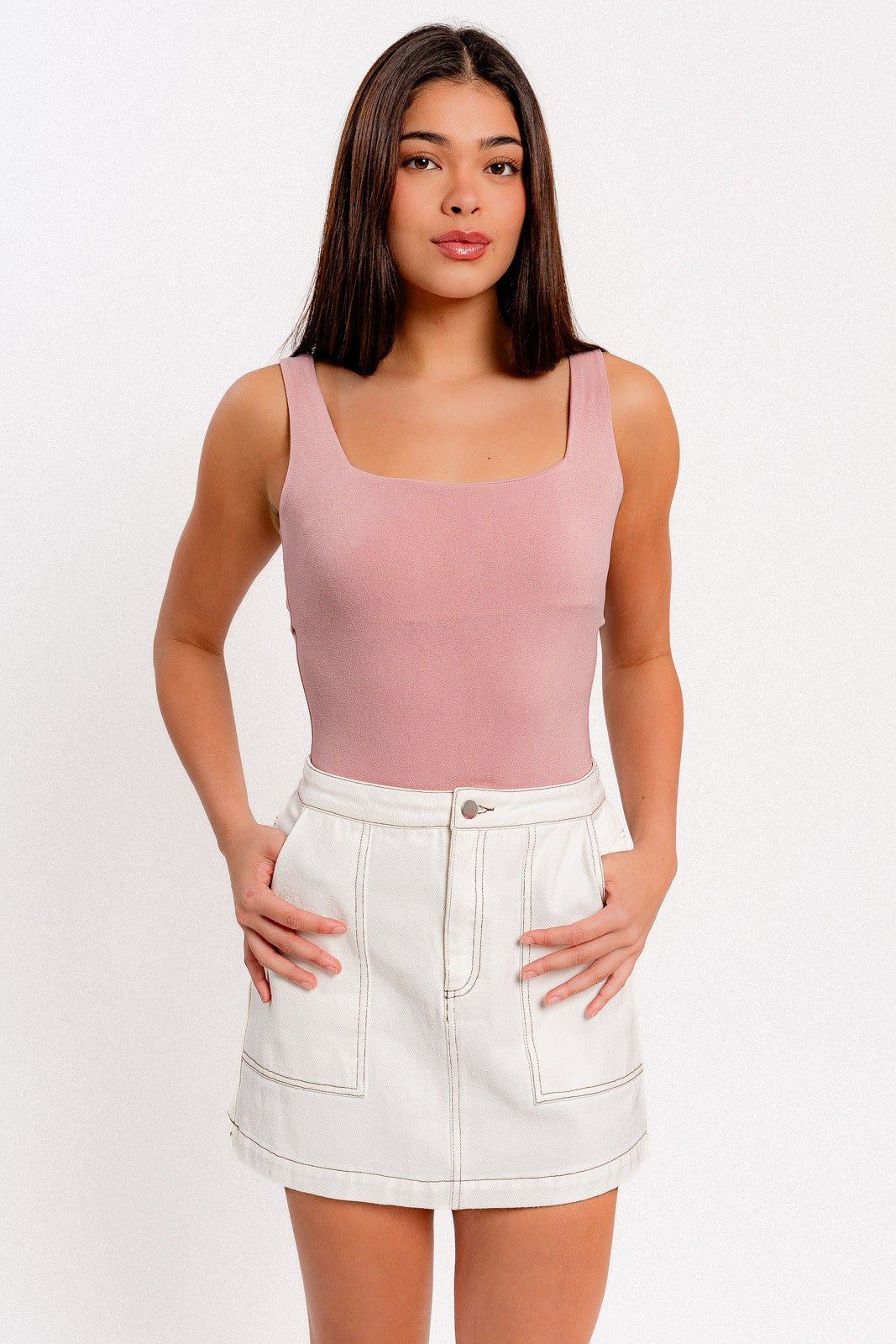 Butter Soft Mauve Square Neck Bodysuit