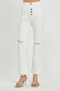 White High Rise Straight Pants