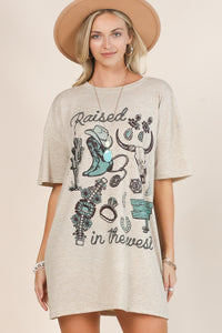 "Raised In The West" Graphic T Shirt Dress