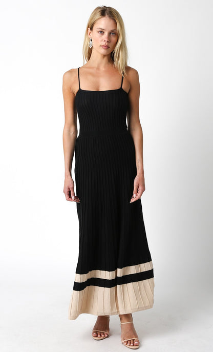 Black/Taupe Two Tone Maxi Dress