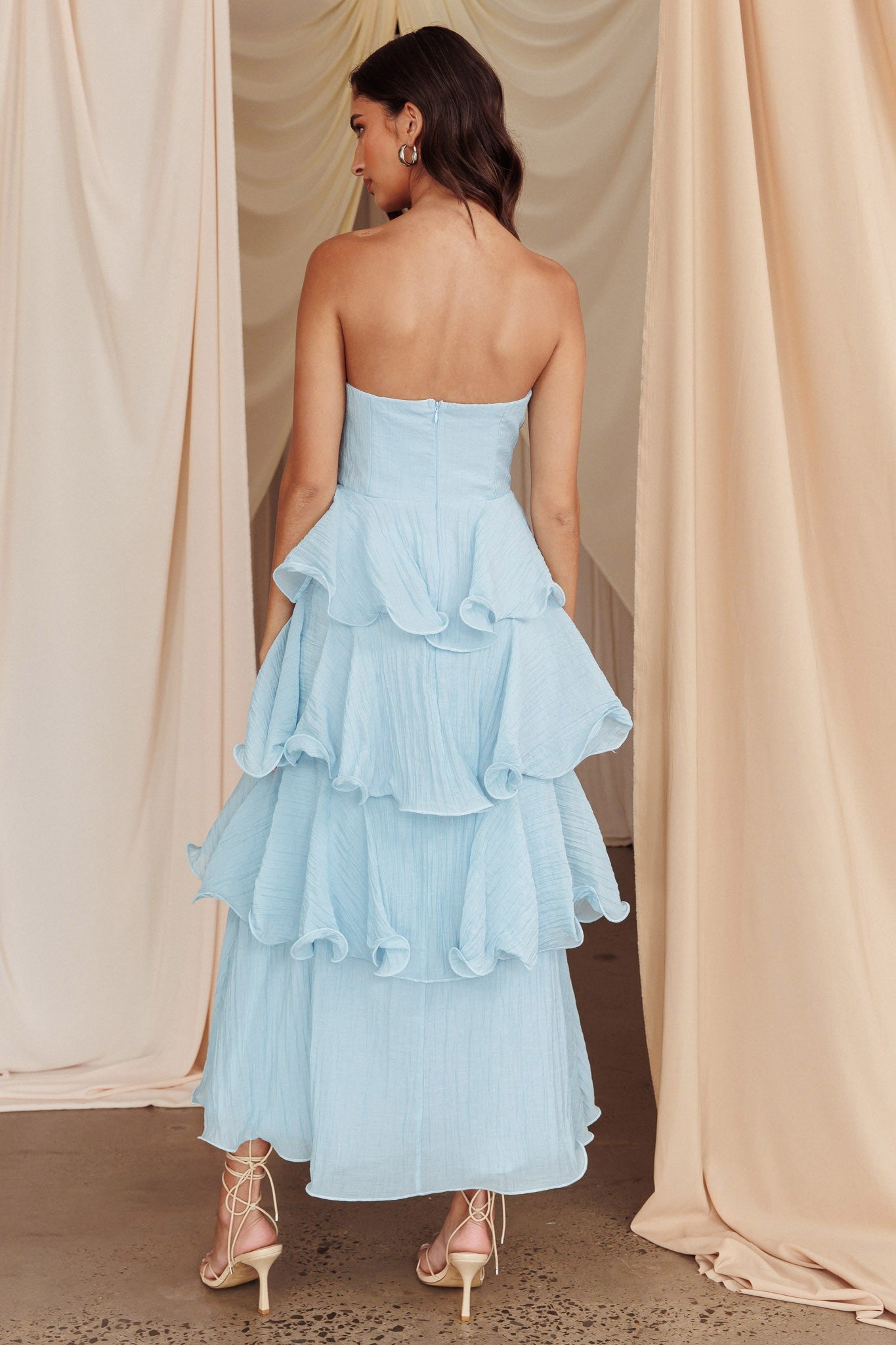 Singing The Blues Ruffled Maxi Dress