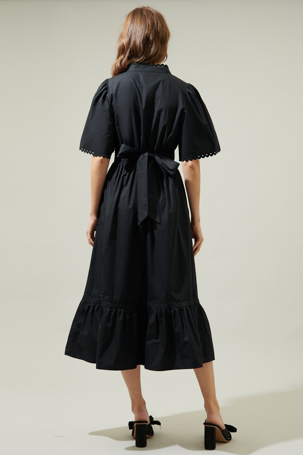 Run Away Black Poplin Midi Dress