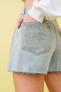 Miss Fancy Denim Rhinestone Shorts