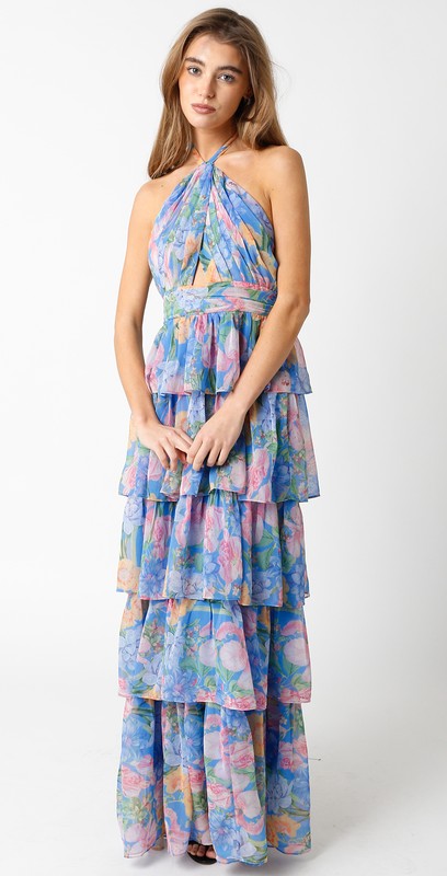 Garden District Blue Floral Maxi Dress