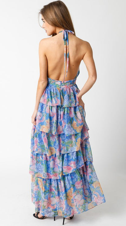 Garden District Blue Floral Maxi Dress