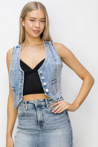 Risen Crop Denim Vest