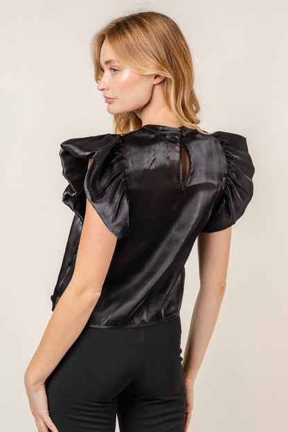 Shadow Chic Organza Puff Sleeve Top