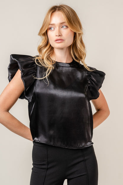 Shadow Chic Organza Puff Sleeve Top