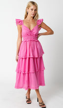 A Better Place Pink Ruffled Midi Dress