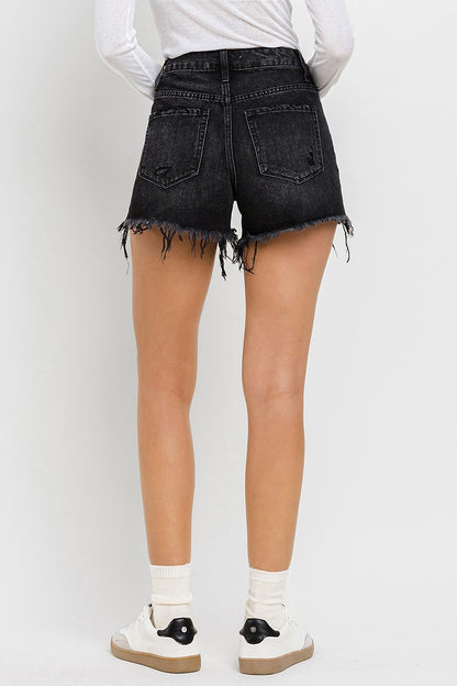 Black High Rise Denim Shorts