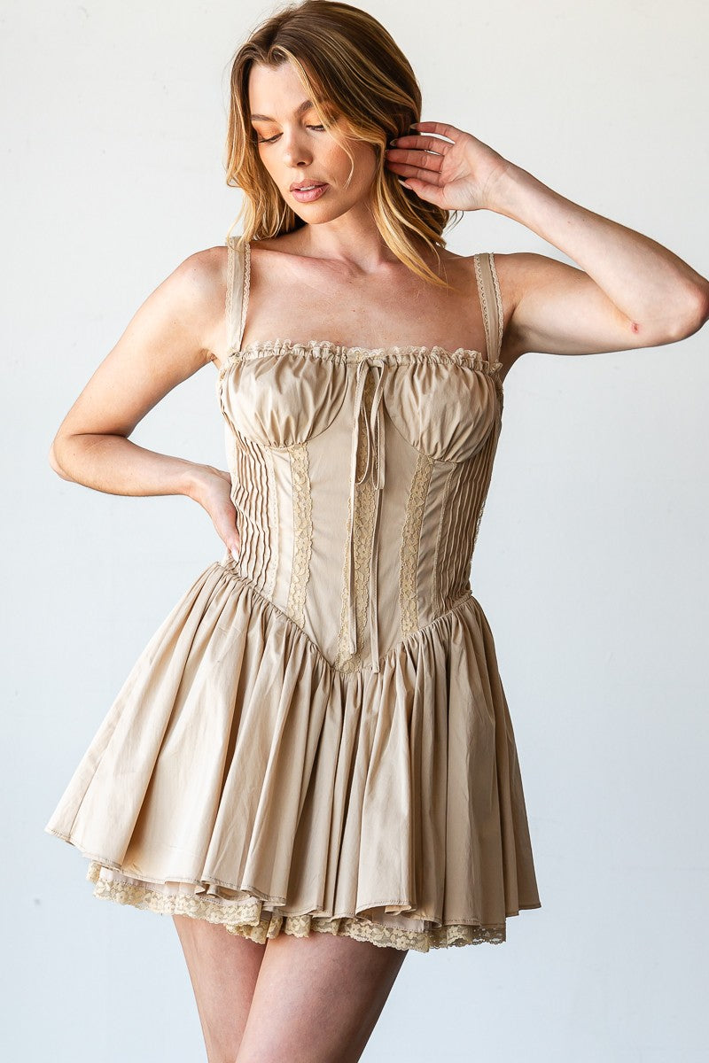 Taupe Lace Corset Dress