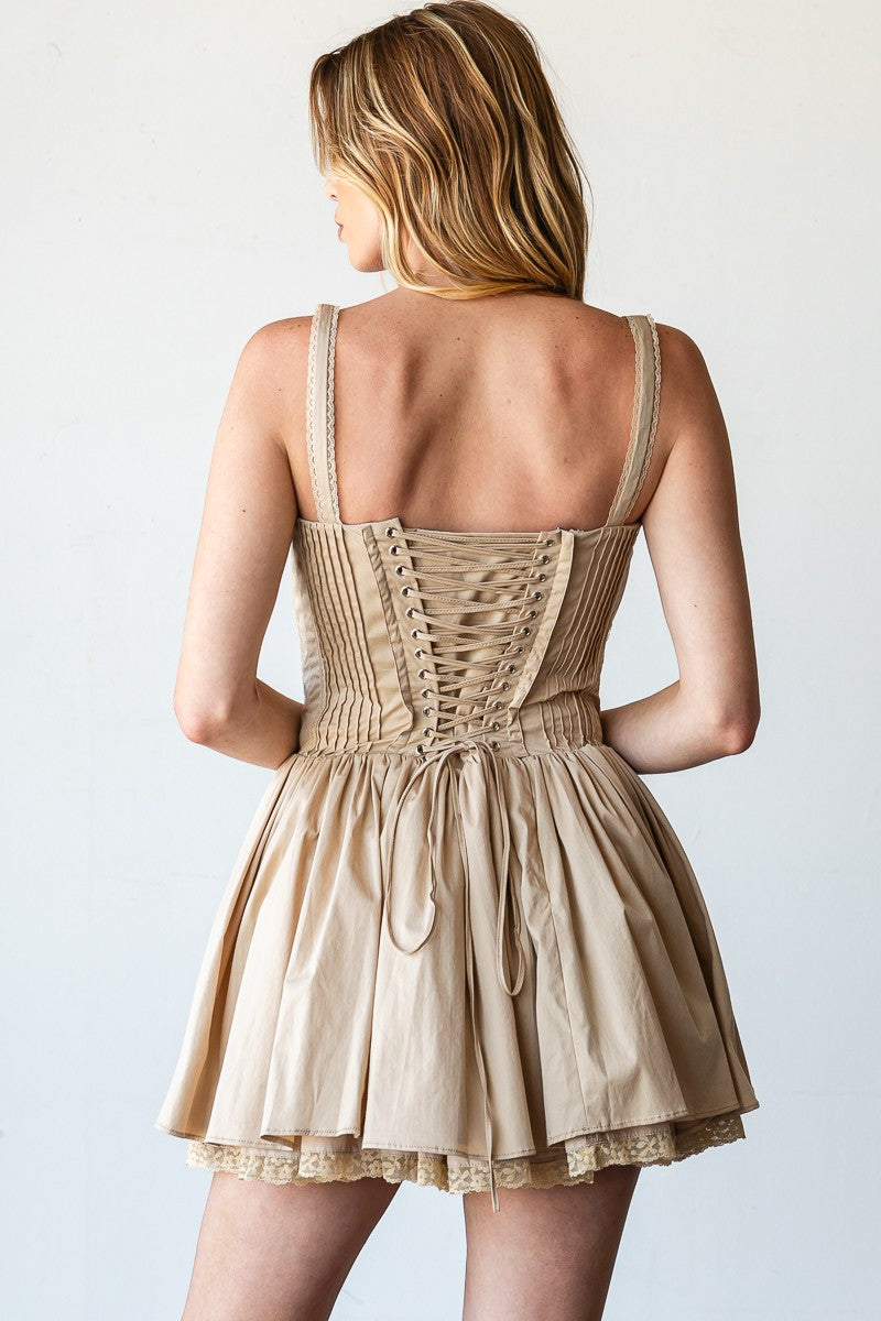 Taupe Lace Corset Dress