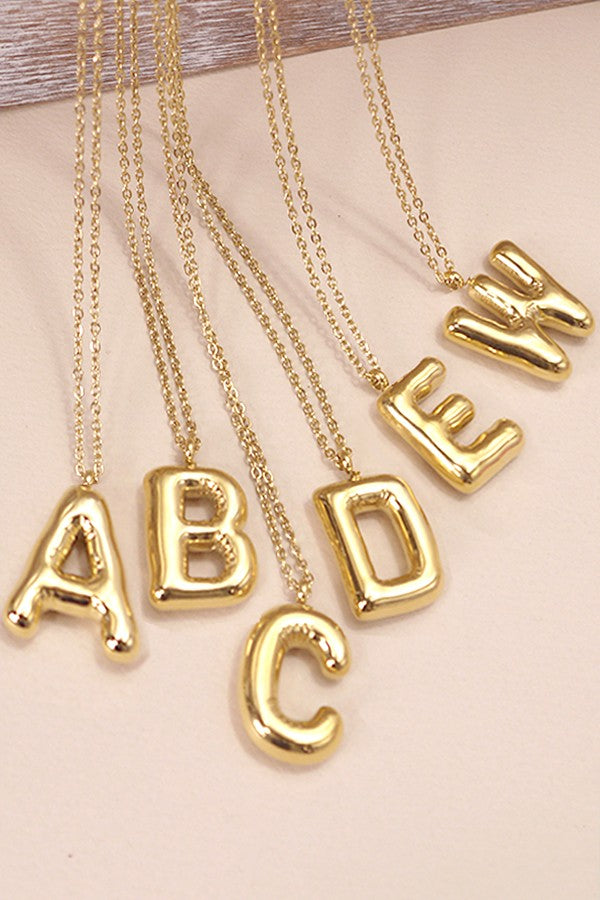 Gold Bubble Initial Necklace