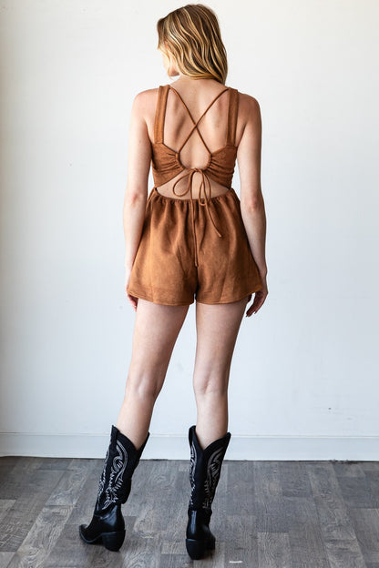 Brown Suede Romper