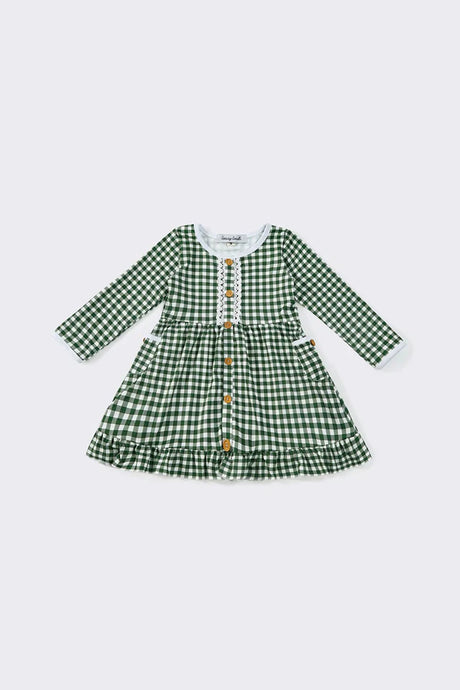 Green Plaid Girls Dress