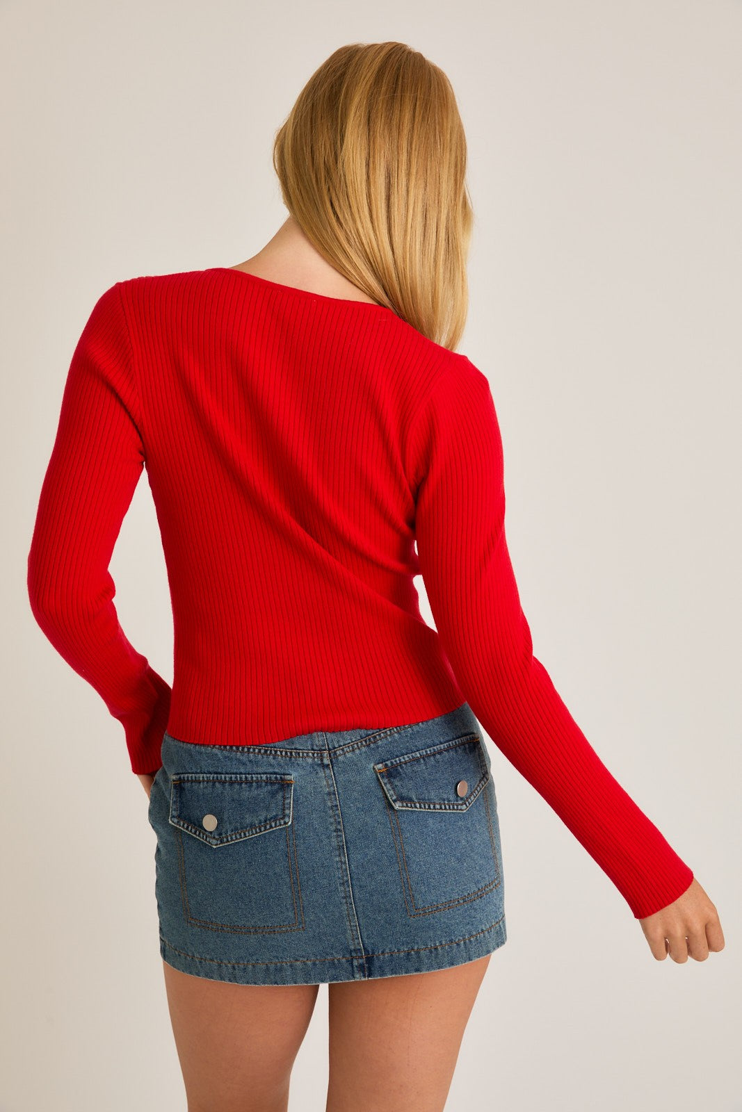 Red Bow Sweater Top