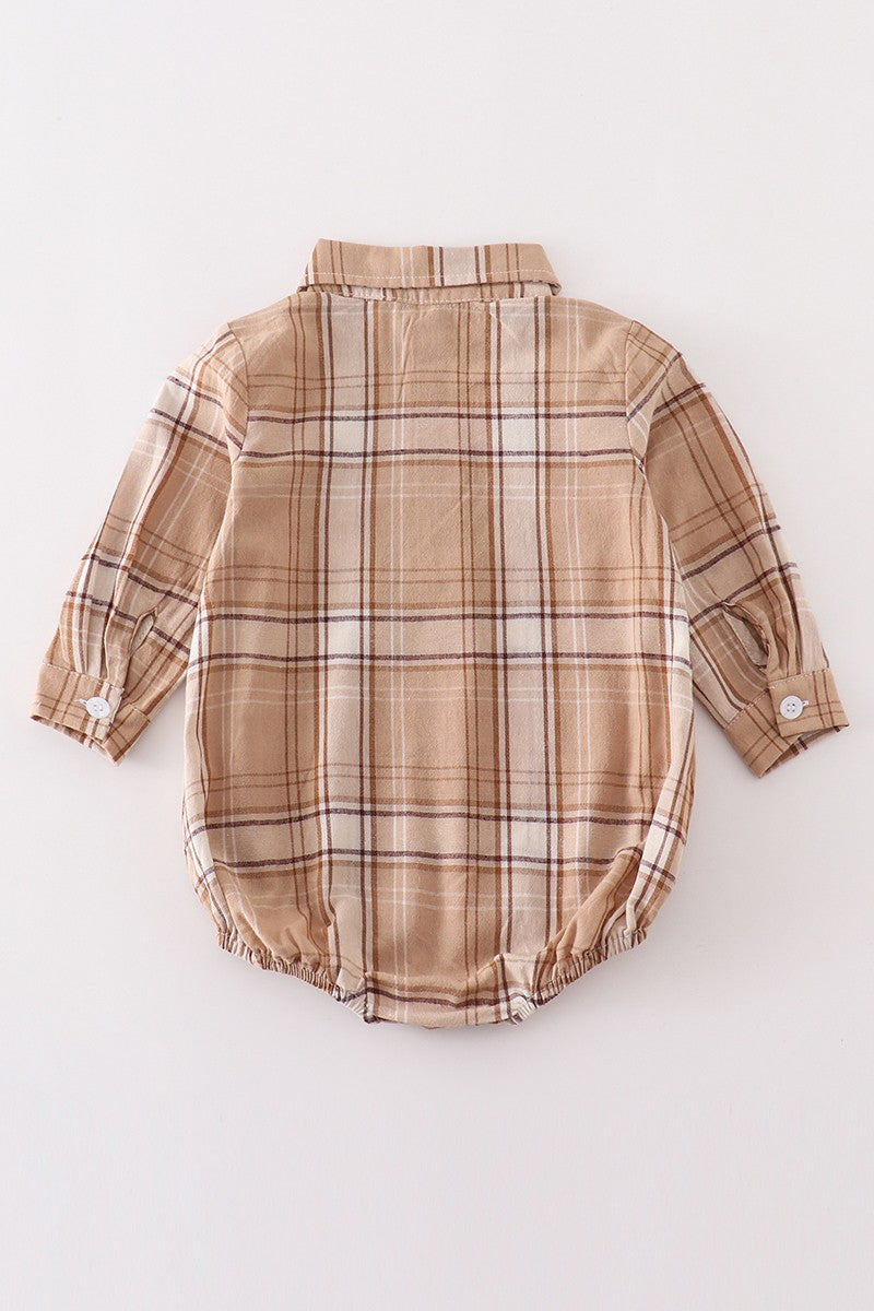 Khaki Plaid Button Down Bubble