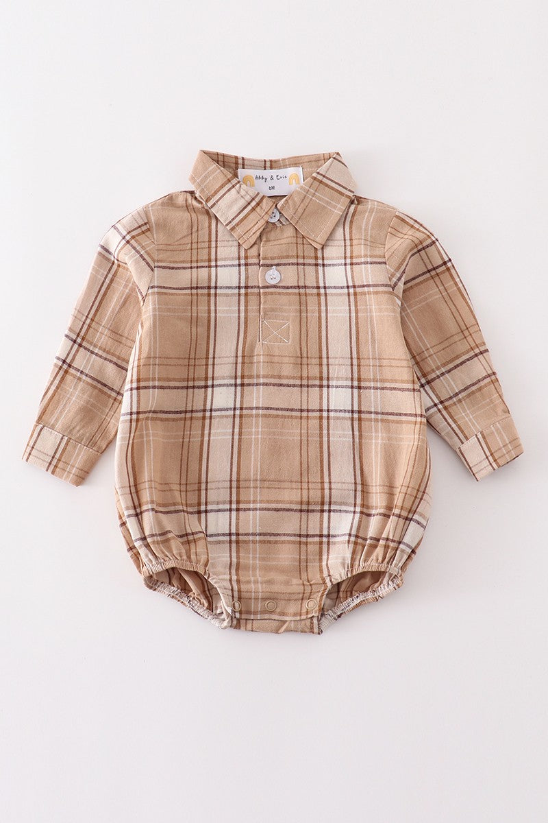 Khaki Plaid Button Down Bubble