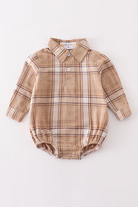 Khaki Plaid Button Down Bubble