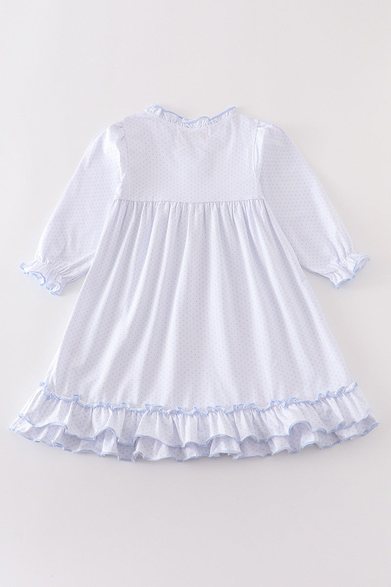 Blue/White Dot Ruffle Dress