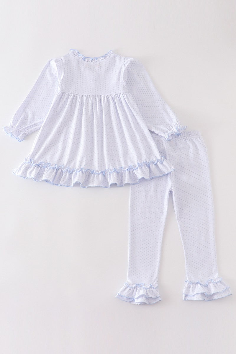 Blue/White Bow Ruffle Set