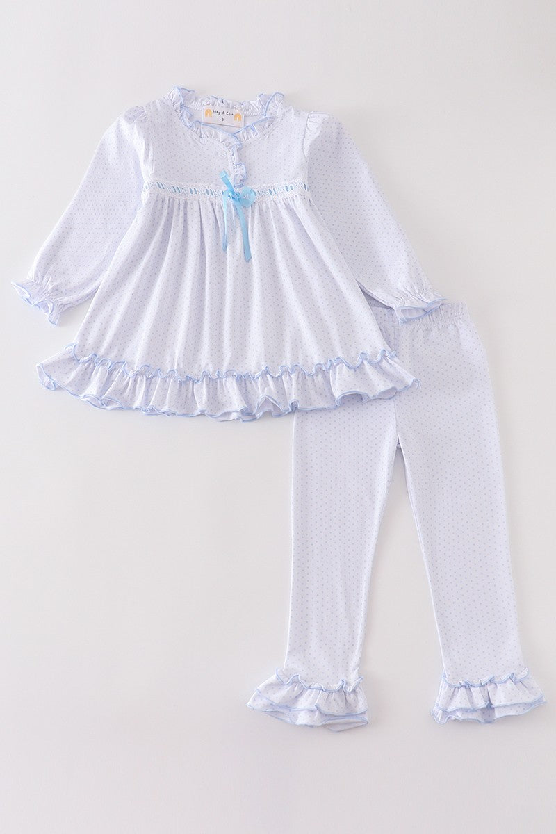 Blue/White Bow Ruffle Set