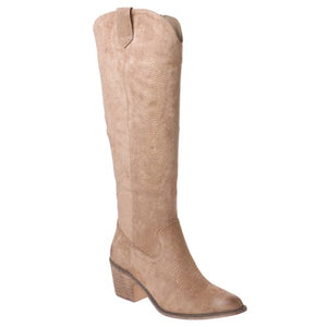 Taupe Suede Tall Cowgirl Boots