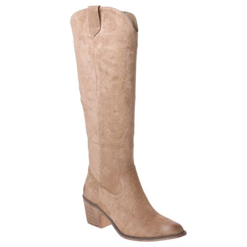 Taupe Suede Tall Cowgirl Boots