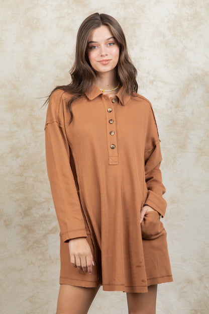 Camel Waffle Knit Dress