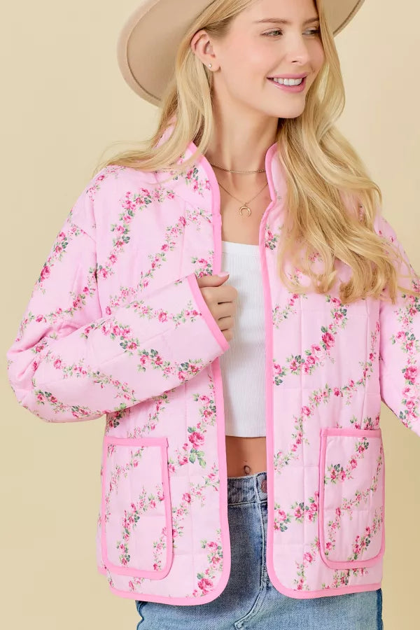 Pink Floral Quilted Jacket