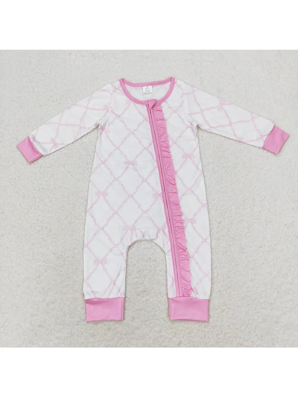 Pink Bows Ruffle Long Sleeve Bamboo Onesie