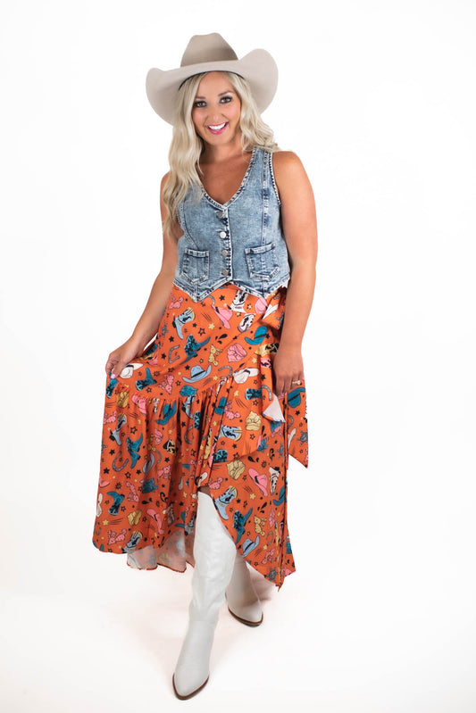 Rope Me In Western Wrap Skirt