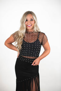 In Trend Black Pearl/Rhinestone Top